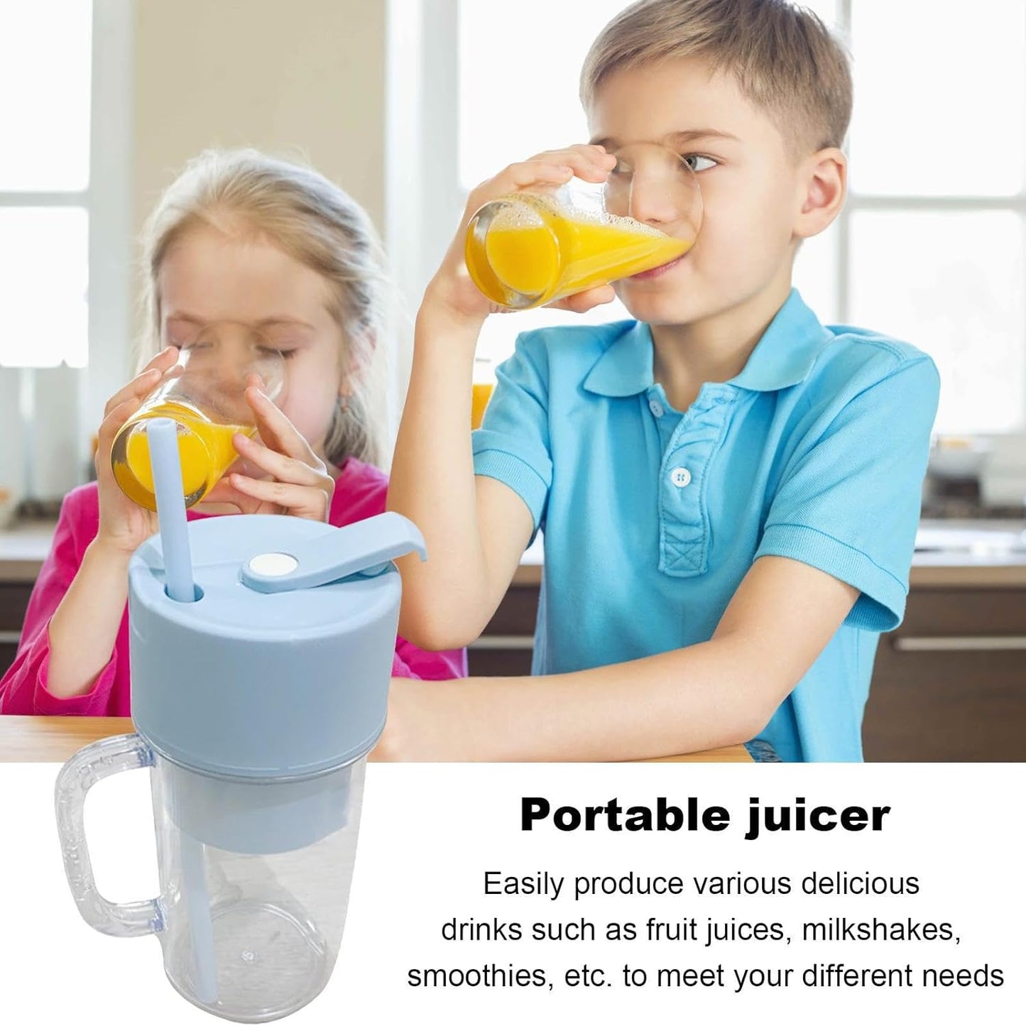 In1 Portable Crusher Juicer With Handle Straw For Smoothie Sipper Usb Rechargeable