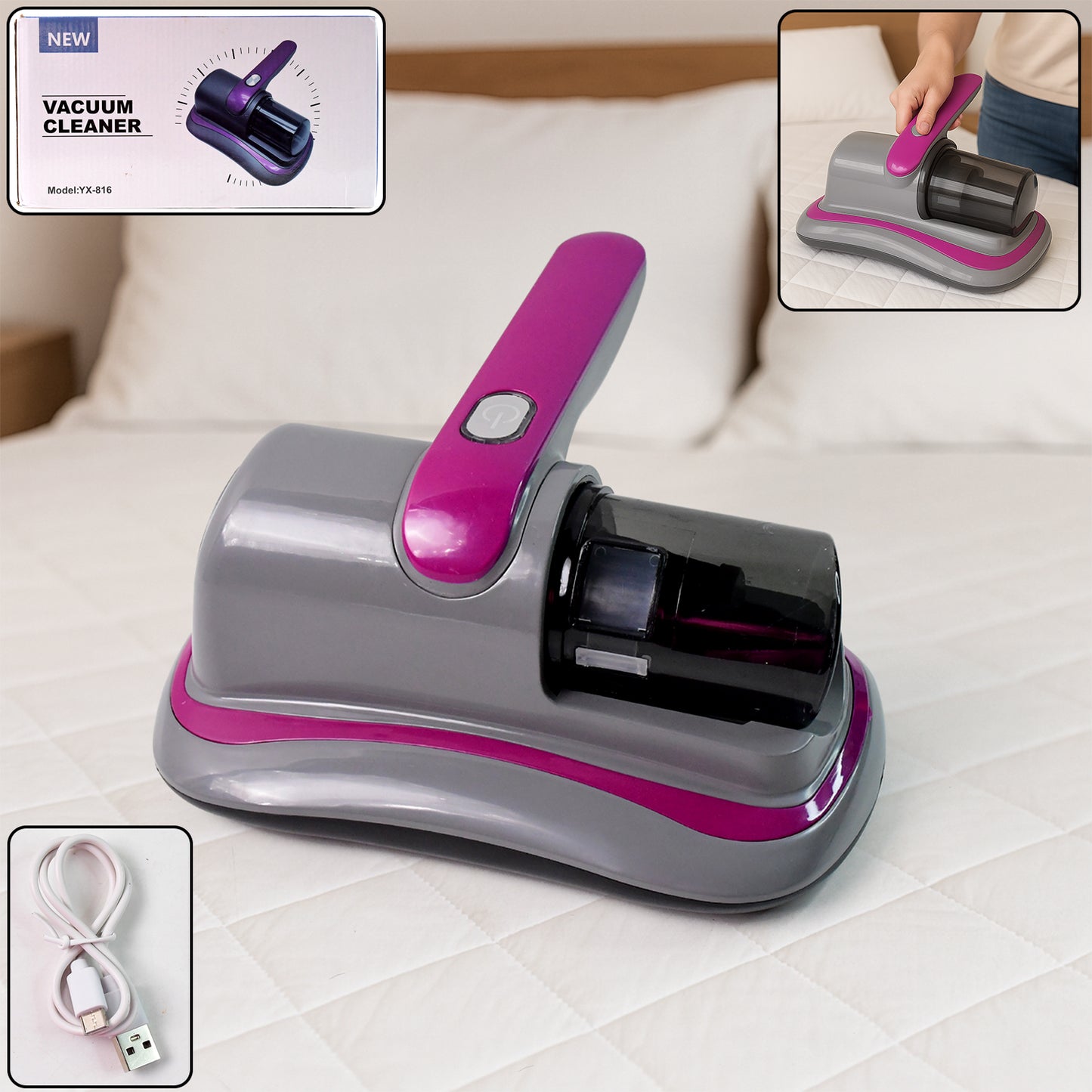 Powerful Suction Portable Handheld Vacuum Cleaner - Low Noise Vacuum Cleaner For Bed