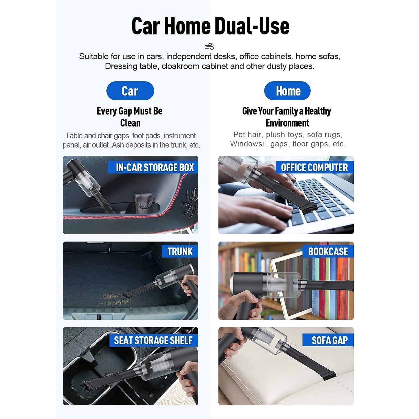 Vacuum Cleaner Dust Collection 2 In 1 Car Vacuum Cleaner 120w High-power Handheld Wireless Vacuum Cleaner