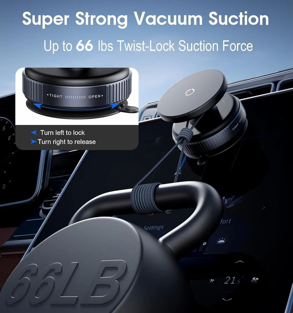 Vacuum Magnetic Suction Phone Holder – Foldable, 360° Rotatable & Works Everywhere!