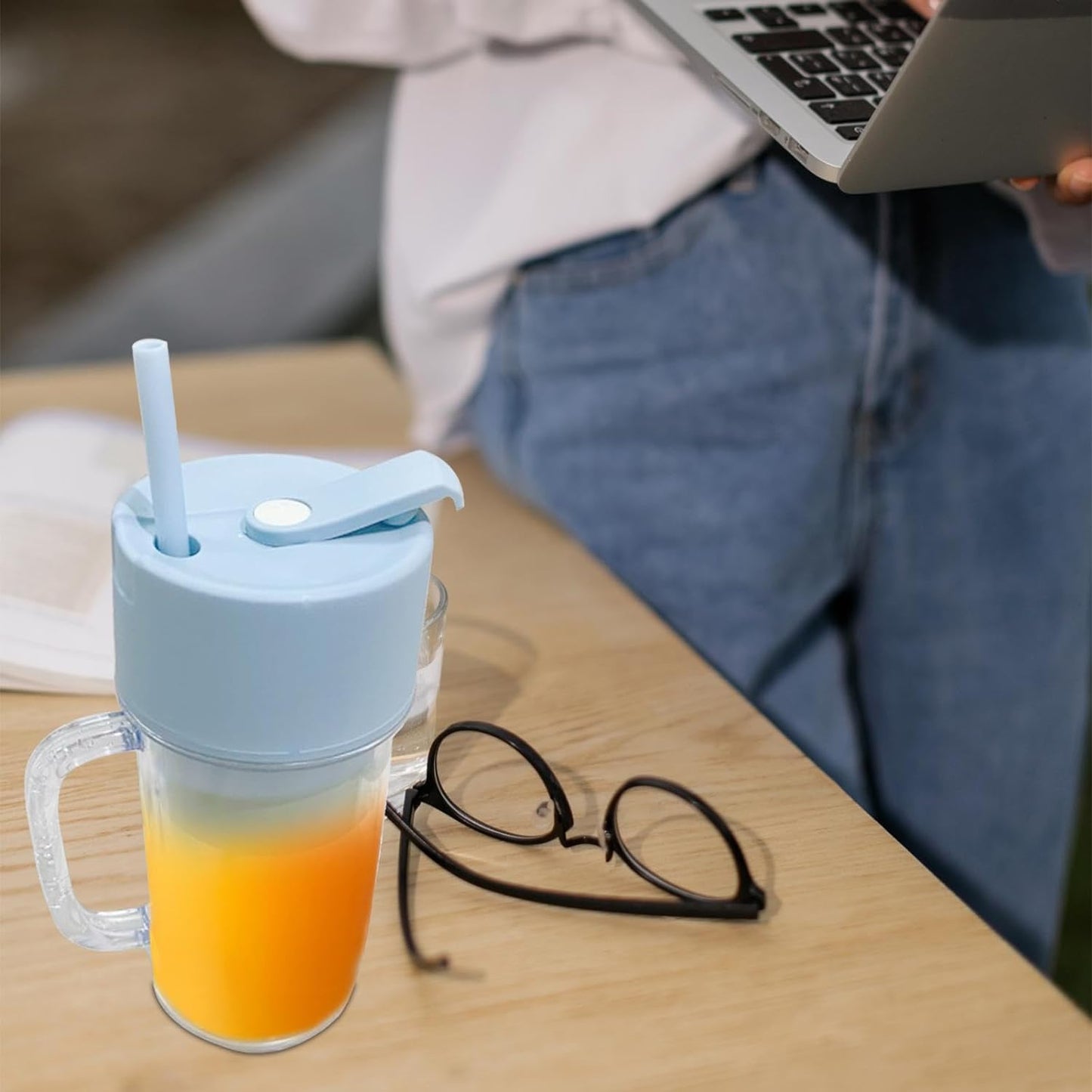 In1 Portable Crusher Juicer With Handle  Straw For Smoothie Sipper Usb Rechargeable