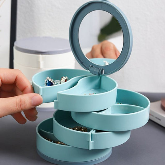 4 Layers Jewellery Box 360 Degree Rotating Jewelry Box Jewelry And Earring Organizer Box With Mirror Accessory Storage Box