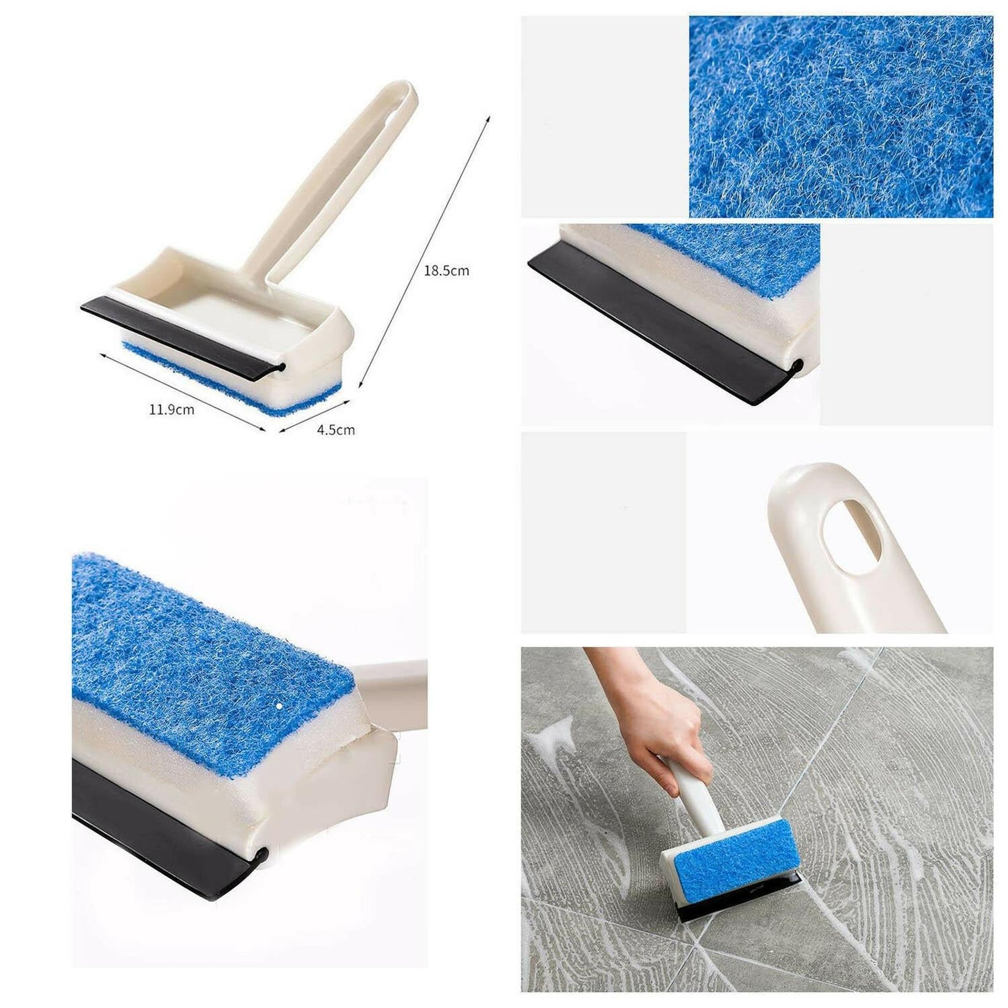 2 In 1 Glass Wiper Cleaning Brush Mirror Grout Tile Cleaner Washing Pot Brush Double-sided Glass Wipe Bathroom Wiper Window Glass Wiper