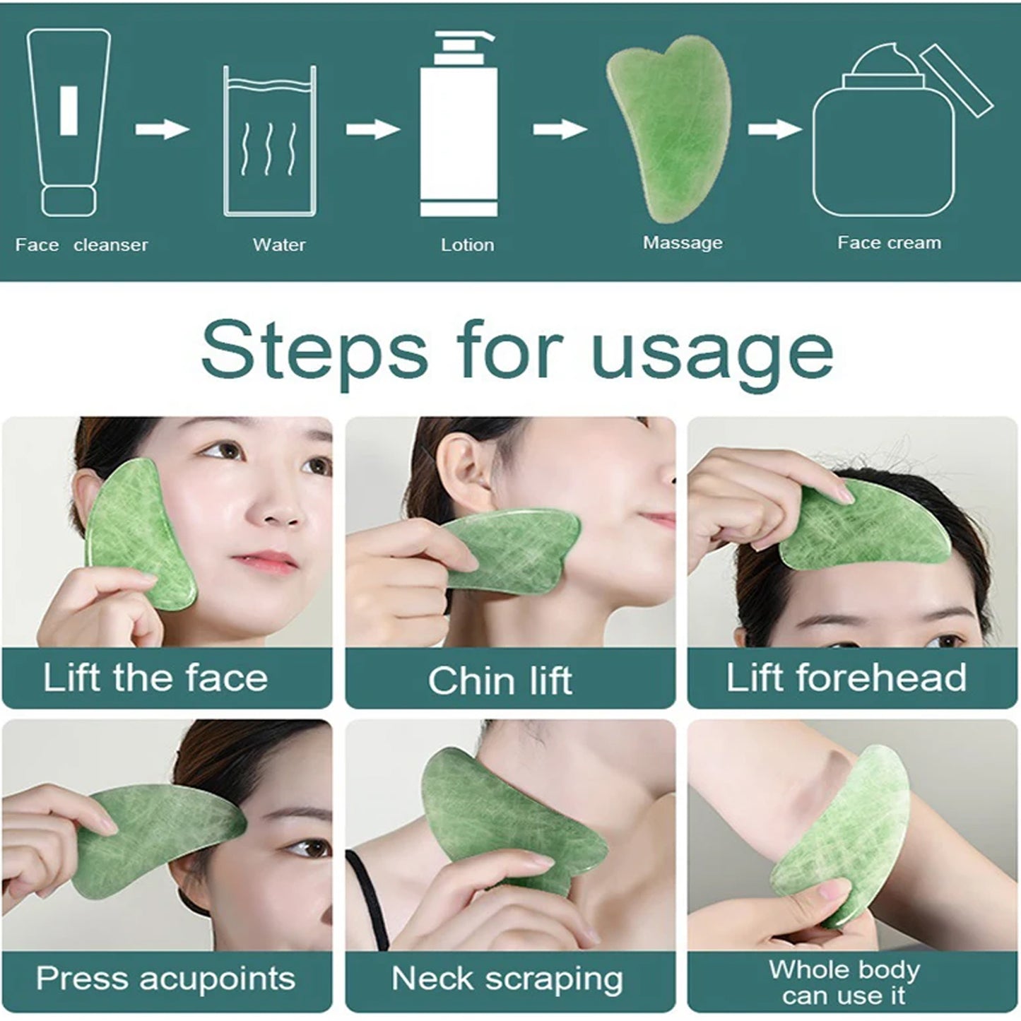 Gua Sha Stone And Anti Aging Jade Roller Massager For Face Massage Natural Face Skincare Massager