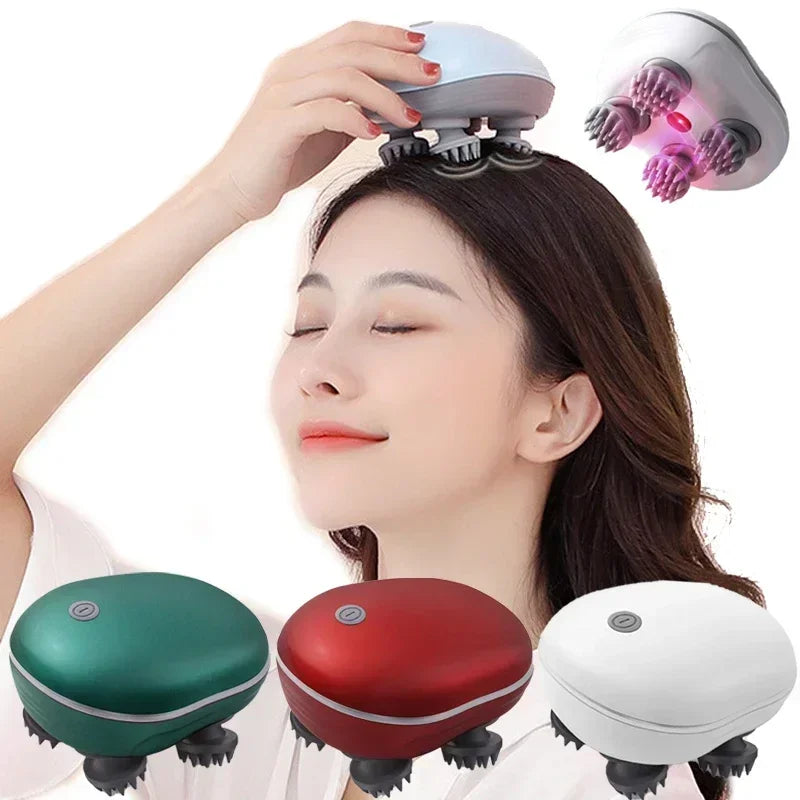 Electric Scalp Head Massager with Red Light Therapy, Anti-Stress Relaxation Tool