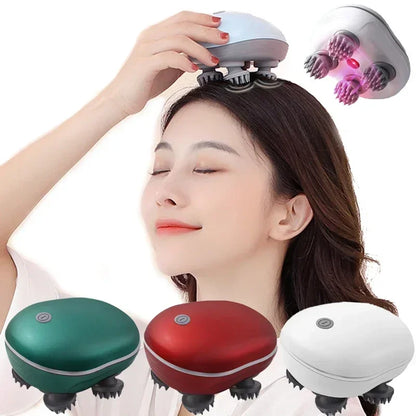 Electric Scalp Head Massager with Red Light Therapy, Anti-Stress Relaxation Tool