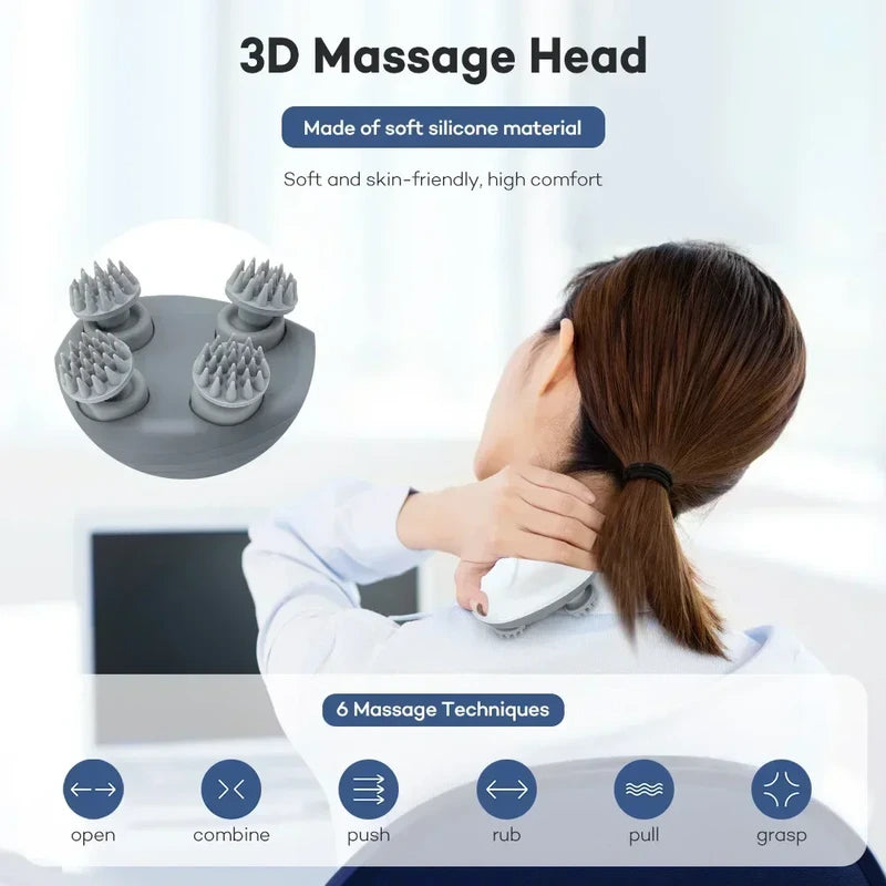 Electric Scalp Head Massager with Red Light Therapy, Anti-Stress Relaxation Tool
