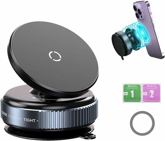 Vacuum Magnetic Suction Phone Holder – Foldable, 360° Rotatable & Works Everywhere!