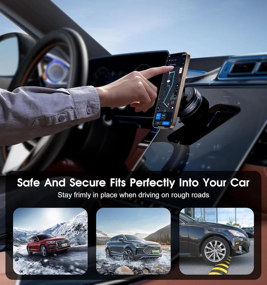 Vacuum Magnetic Suction Phone Holder – Foldable, 360° Rotatable & Works Everywhere!