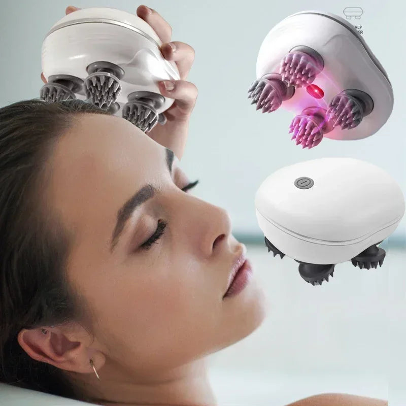 Electric Scalp Head Massager with Red Light Therapy, Anti-Stress Relaxation Tool