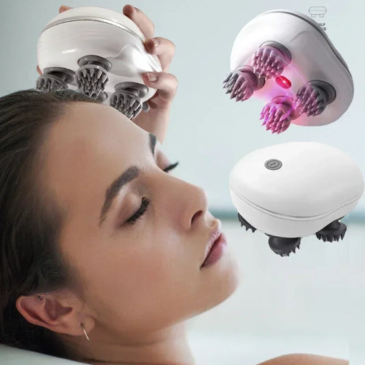 Electric Scalp Head Massager with Red Light Therapy, Anti-Stress Relaxation Tool
